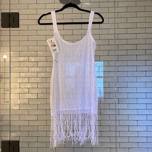 White fringe cover up